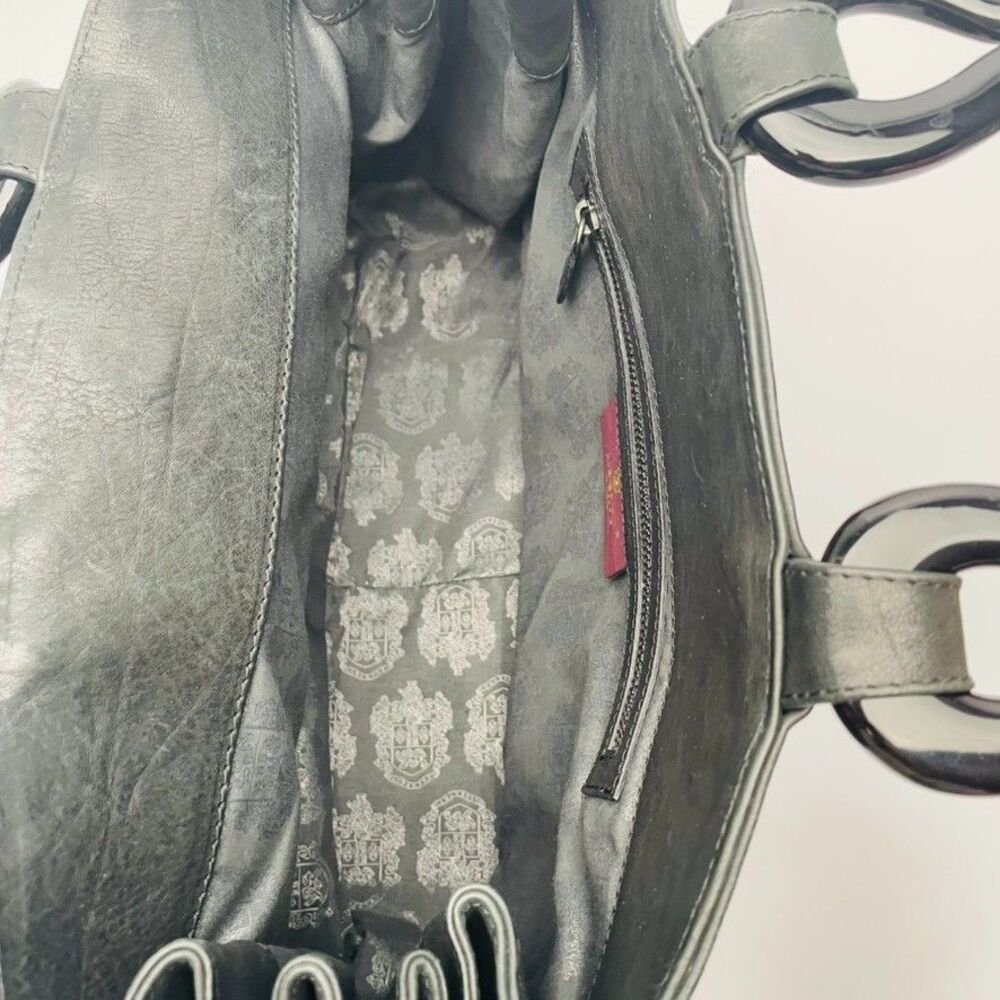 Liberty of London Black Leather Tote Bag Sculptural Lucite Handles w/ Dust Bag - Picture 8 of 14